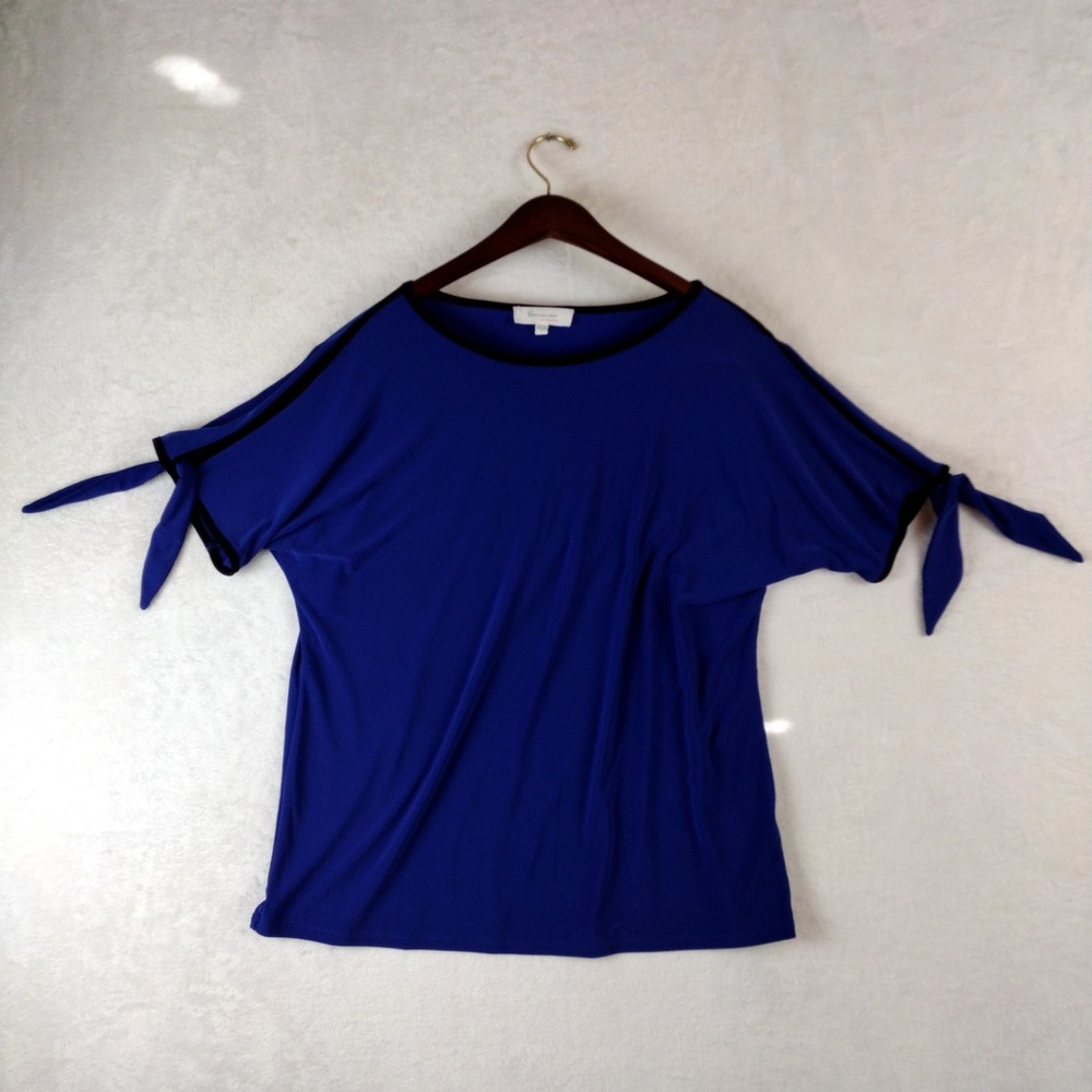 Two by Vince Camuto Royal Blue Tie Sleeve Dolman Top Large